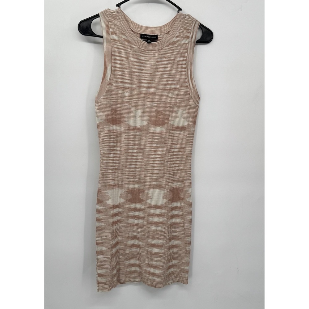 Kendall‎ & Kylie Medium Knit Mini Dress Womens Tan Cream Space Dye Sleeveless